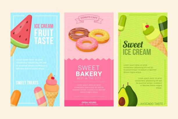冰淇淋和甜甜圈的商业推广广告模板图片下载