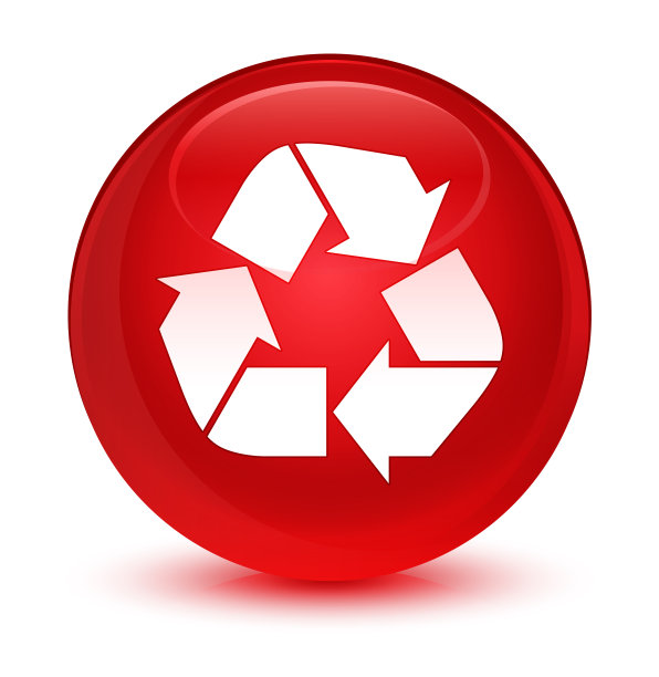 回收图标玻璃红色的圆形按钮图片下载