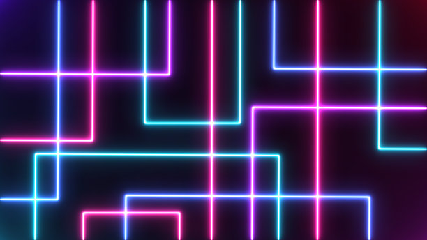 摘要霓虹灯明亮的镜头耀斑在黑色的背景。激光显示彩色横幅广告设计技术图片下载