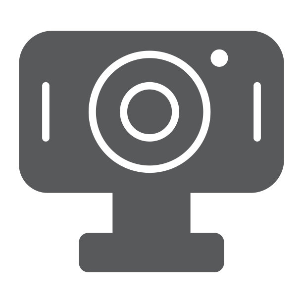 摄像头图标，摄像头和设备，电脑摄像头标志，矢量图形，白色背景上的固体图案。图片下载