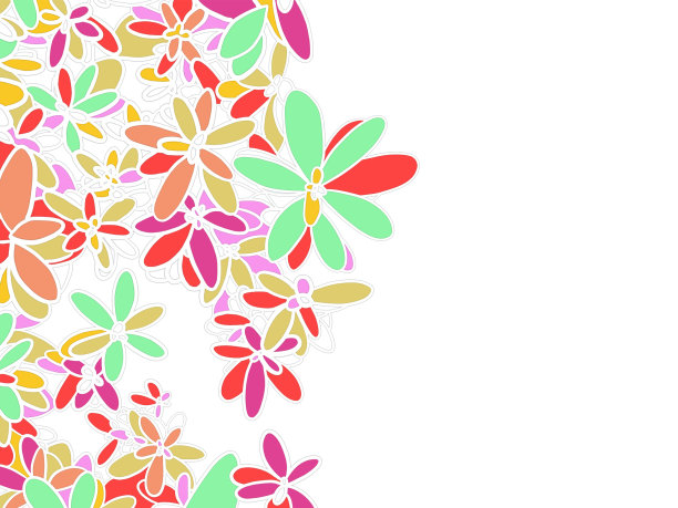 五彩缤纷的花朵和树叶背景图片下载