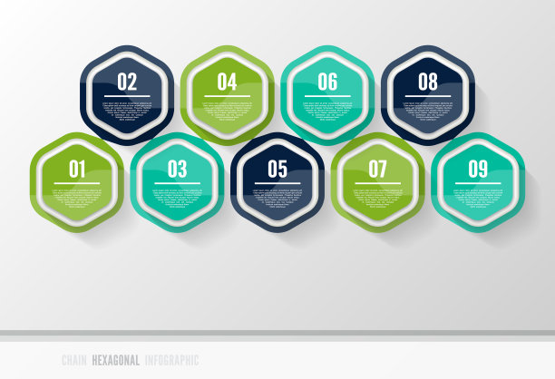 矢量信息图模板的图表，图表，展示和图表。带有9个选项、部件、步骤或流程的业务概念图片下载