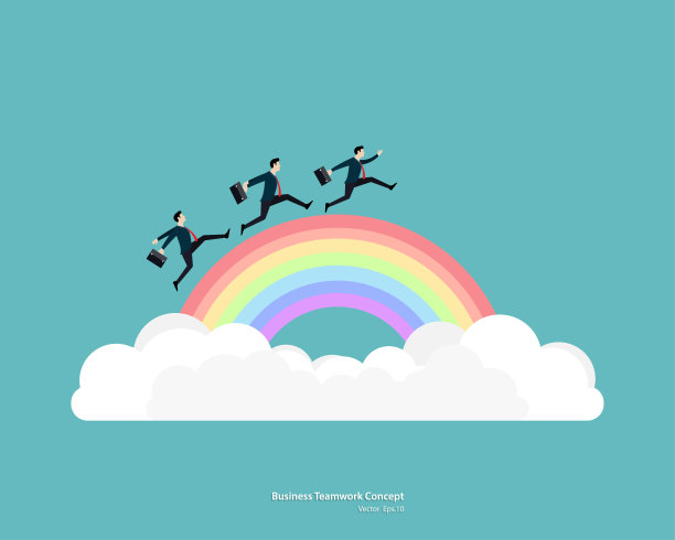 商人靠彩虹奔向成功图片下载