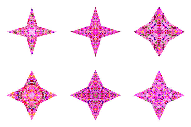 孤立的瓷砖马赛克点缀星形集图片下载