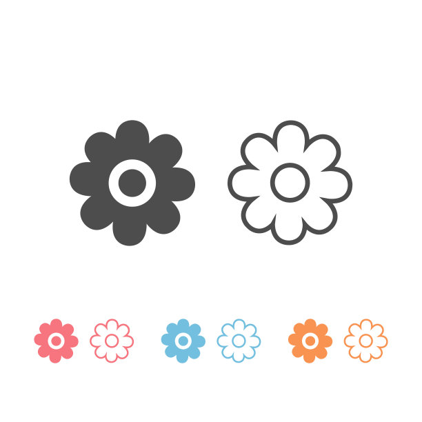 花图标设置向量线和填充图片下载