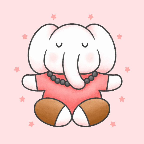 大象做瑜伽卡通手绘风格图片下载