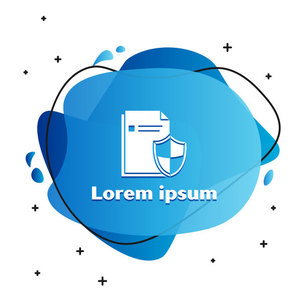 白色文档保护概念图标隔离在白色背景上。51、机密信息和隐私观念，安全、防范、防护。带有液体形状的抽象横幅。矢量图图片下载