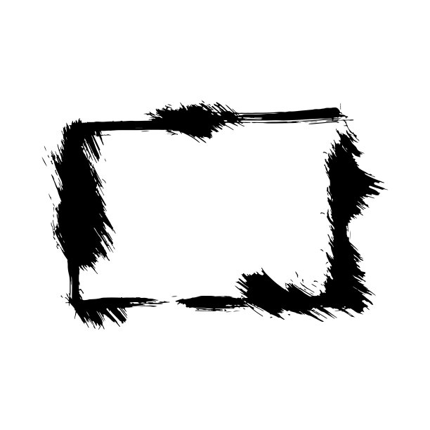 矢量干刷框架。手绘艺术框架。黑白篆刻水墨艺术。边框装饰方形。图片下载
