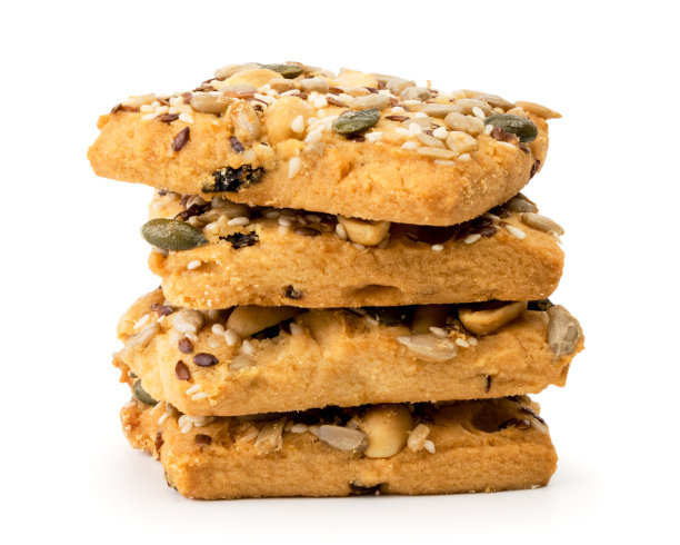 带种子的饼干，特写，白色的。图片下载