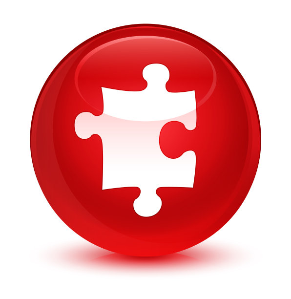 拼图图标为玻璃红色圆形按钮图片下载