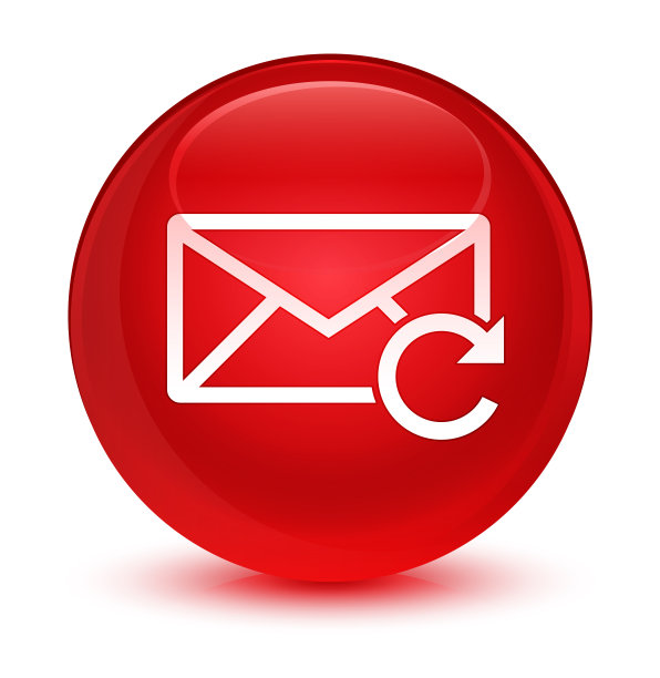 刷新电子邮件图标玻璃般的红色圆形按钮图片下载