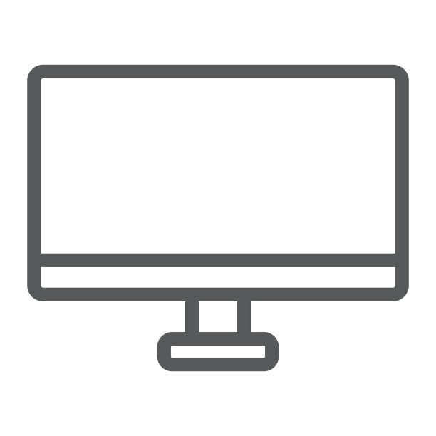 显示器线图标，桌面和设备，计算机显示标志，矢量图形，白色背景上的线性图案。图片下载