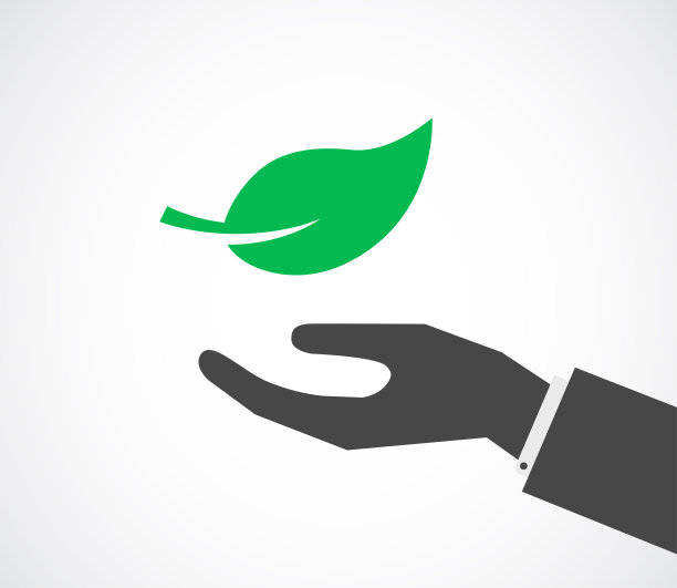 手与绿叶的图标图片下载