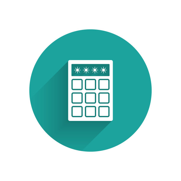 白色密码保护和安全访问图标隔离与长阴影。安全、安全、保护、隐私的理念。绿色圆圈按钮。矢量图图片下载