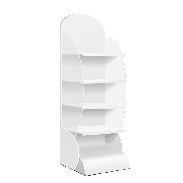 空白空白展示与零售货架，交易架。模拟,模板。插图孤立的白色背景。为你的设计做好准备。产品广告。向量EPS10。图片下载