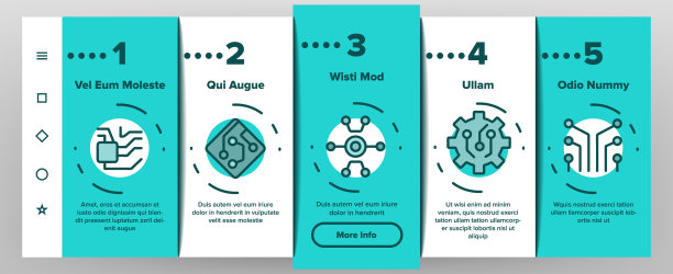 电路计算机芯片上的图标设置矢量图片下载