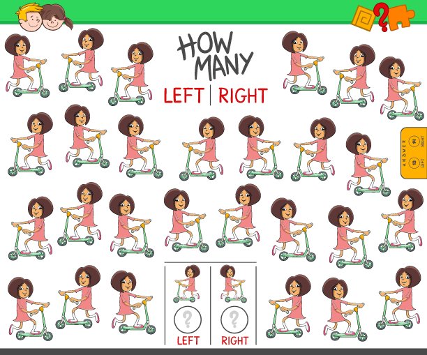 从左到右数着骑滑板车的卡通女孩的照片图片下载