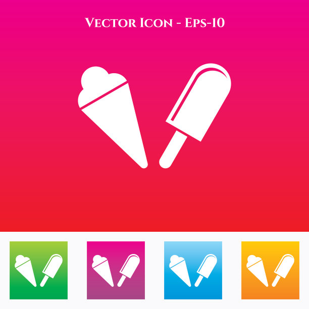 非常有用的图标冰糖果在红色和不同的梯度背景。图片下载