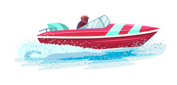 船矢量速度摩托艇游艇在海洋旅行插图图片下载