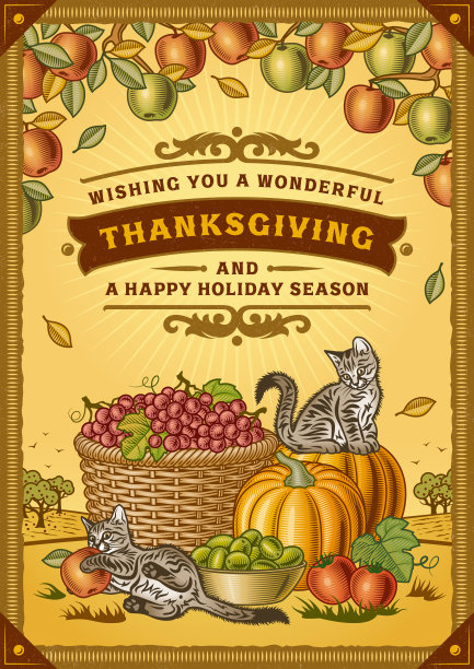 复古感恩节贺卡图片下载