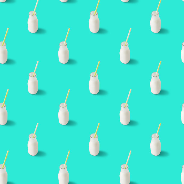 开菲尔饮料无缝图案上的绿色背景图片下载