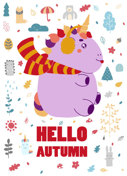 神奇的独角兽在冬天的场景。圣诞快乐，恭贺新禧图片下载