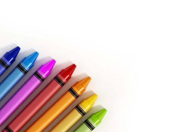 彩色蜡笔孤立在白色上图片下载
