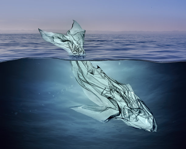 大海上漂浮着一堆塑料垃圾。图片下载