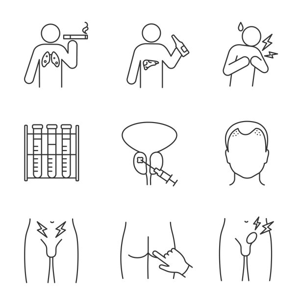 男士健康线性图标集图片下载