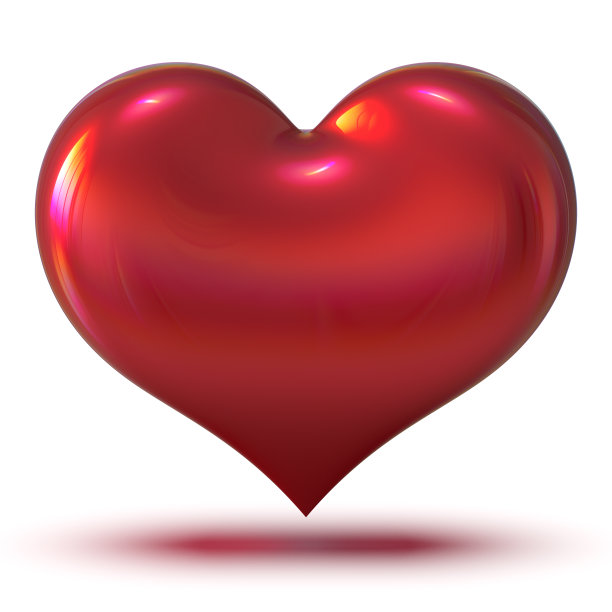 3d插图心形光泽，我爱你象征经典图片下载