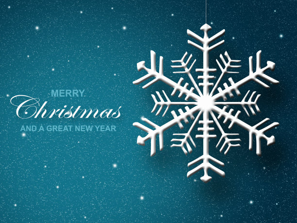 蓝色的雪花节日贺卡图片下载