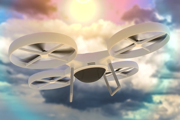 无人机在蓝天中飞行图片下载