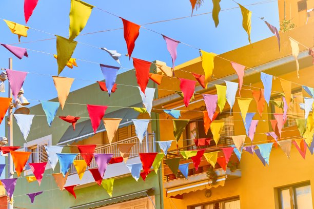 彩旗街道装饰图片下载