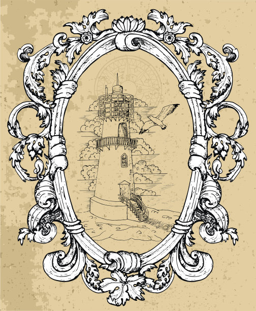 巴洛克式框架的中世纪古灯屋。图片下载