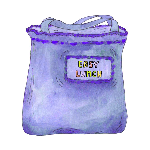 轻松午餐袋与处理和标签水彩素描带走插图图片下载