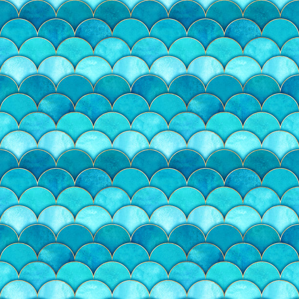 美人鱼鱼鳞波浪日本无缝图案图片下载