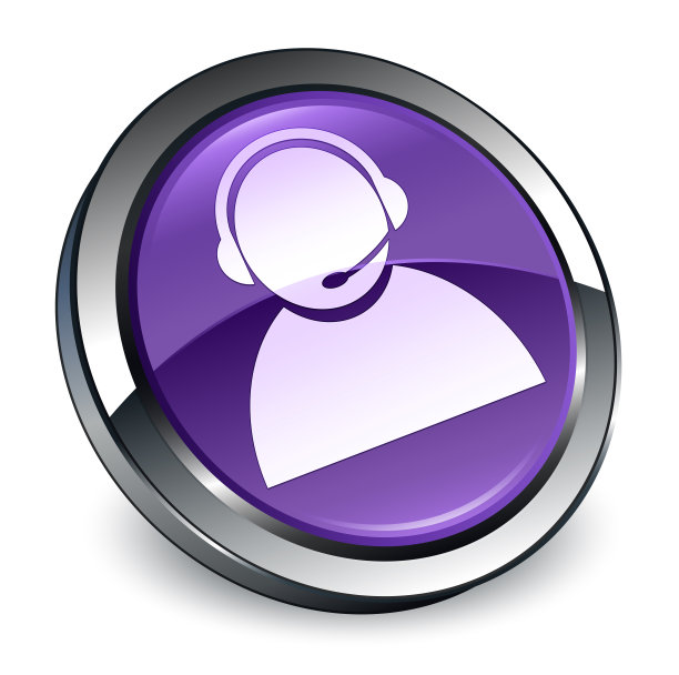 客服图标3d紫色圆形按钮图片下载