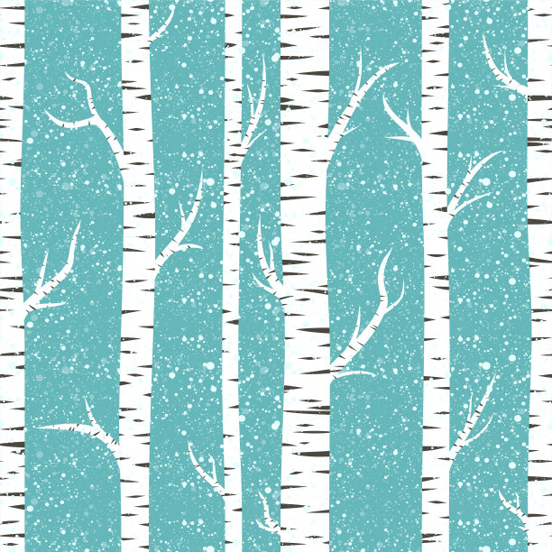 无缝的背景与桦树和雪。图片下载