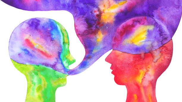 水彩画概念独白。沟通。白色背景。图片下载