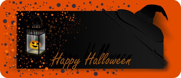 黑色和橙色的万圣节标签图片下载