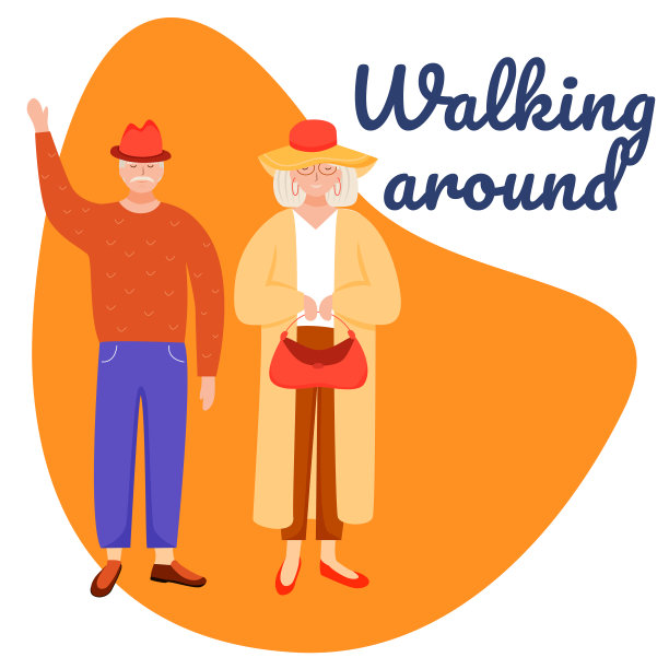 在社交媒体上走动。退休的人。年长年龄的家庭。广告网页横幅设计模板。社交媒体助推器，内容布局。促销海报，平面广告，平面插图图片下载