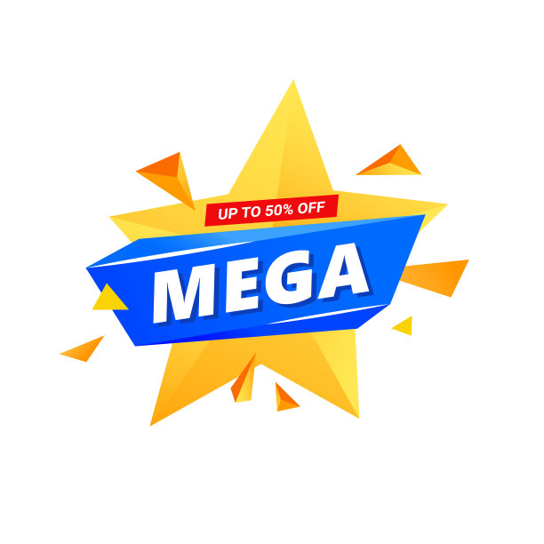 彩色明星几何销售旗帜与三角形设计元素海报，横幅，传单，卡片。图片下载