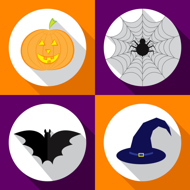 Helloween图标集。矢量插图万圣节。平面设计风格。EPS10。图片下载