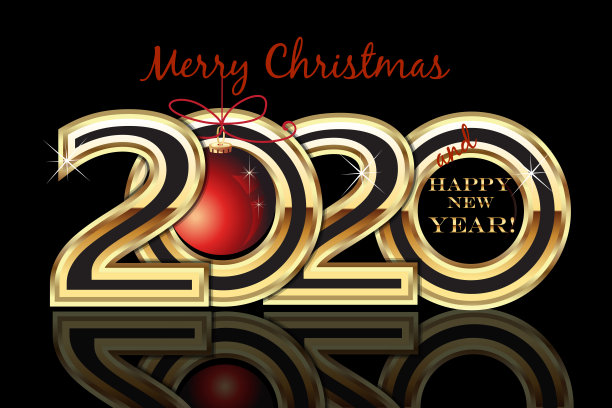 圣诞快乐2020新年金卡邀请矢量背景图片下载