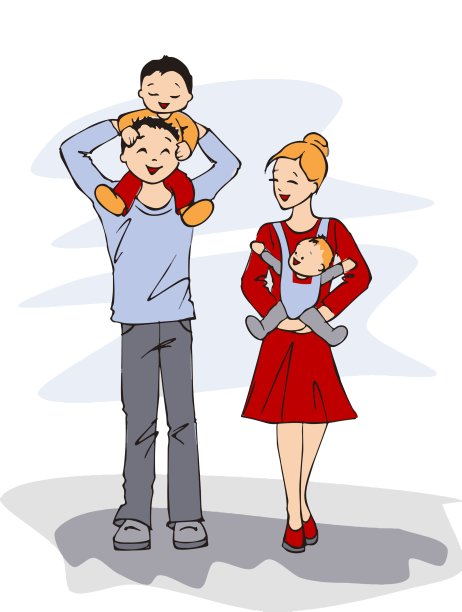 幸福的家庭和孩子，不同的家庭图片下载