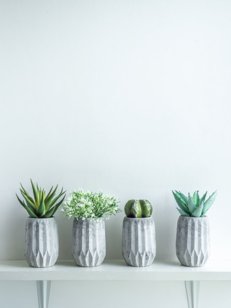 混凝土花盆：现代几何混凝土花盆图片下载