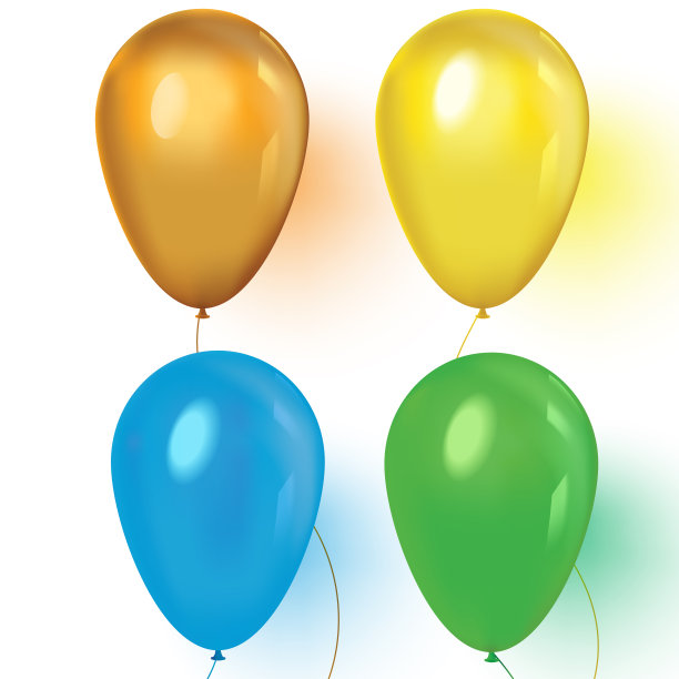 一套彩色生日气球或聚会气球的插图图片下载
