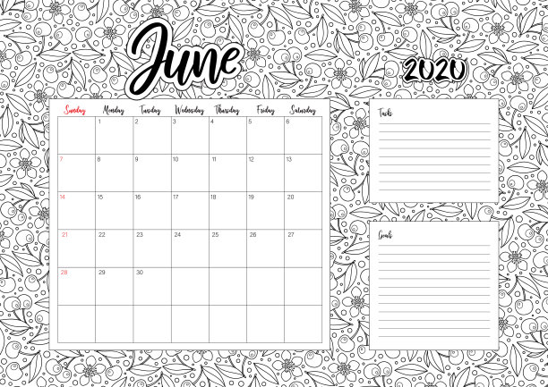 2020年Antisterss日历，涂鸦插图。彩色的书。图片下载