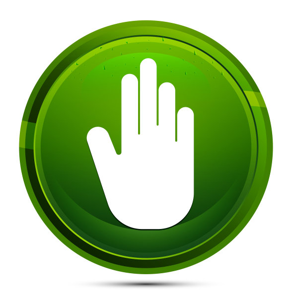 停止手图标玻璃绿色圆形按钮插图图片下载