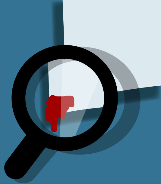 放大镜和白色表面上的血-插图图片下载